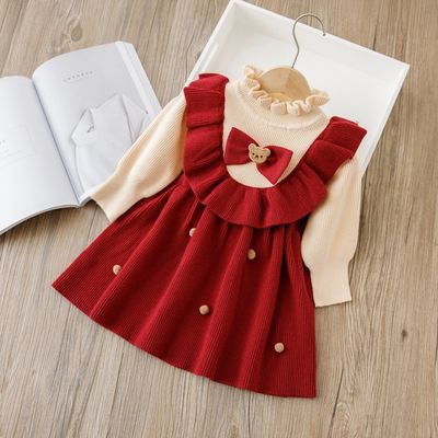Baby Girls Winter Knitted Warm & Stylish Kids Party Red Dress (1 to 5 years) for yours BABUU_img_0