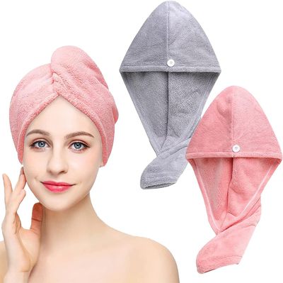 Super Absorbent Microfiber Hair Towel – Quick Dry Hair Wrap with Button for Women – Soft & Lightweight_img_1