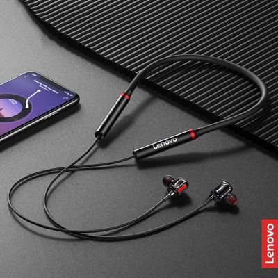 Black He05X Premium Quality Neckband Lenovo Headphone 5.1V Bluetooth Extra Bass Control Noise Cancellation Neckband - Neckband - Headphone_img_6