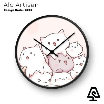 Kawaii Cat Pile Wall Clock_img_0
