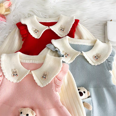 Baby Girls Winter Knit Dress with Teddy Pocket (1 to 6 years) for for BABUU_img_1