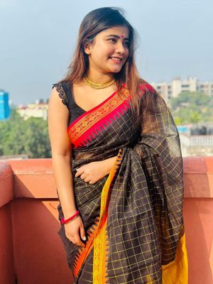 Handloom black pink par saree_img_0