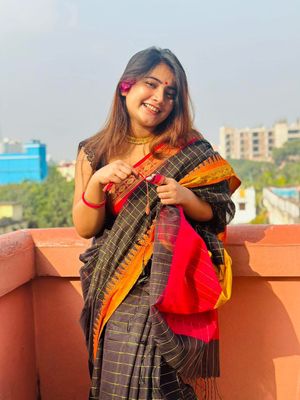 Handloom black pink par saree_img_5