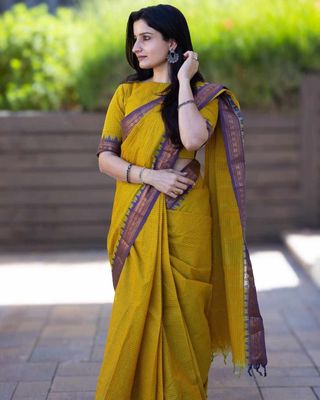 Handloom mustard colour saree_img_3