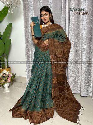 প্রিমিয়াম কোয়ালিটি কটন আরামদায়ক ভেজিটেবল বাটিক শাড়ি (LF-25-057)_img_0