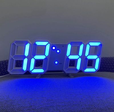 3D LED Digital Clock Glowing Decoration Wall or Table Clock – Blue LED_img_0