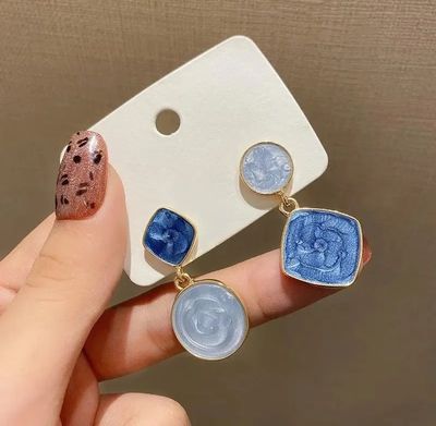 Blue Assymetrical Earrings