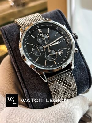 BOSS MESH CHAIN SILVER CASE BLACK DIAL_img_0