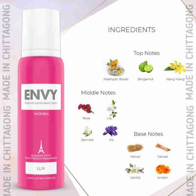 ENVY Luv Deo For Women - 120ML | Long Lasting Deodorant Perfume Body Spray for Women_img_2