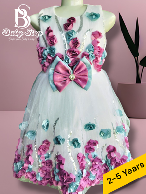 Elegant Floral Baby Girl Dress – White & Blue (1-5 Years)_img_1