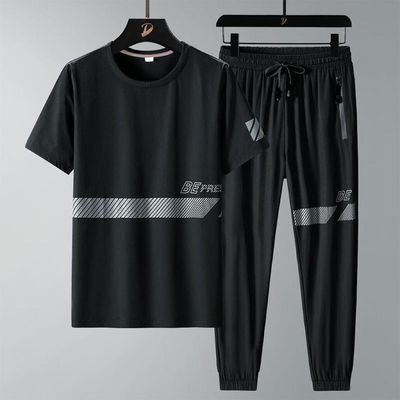 Sportswear Casual O-neck T-shirts + Pants Tracksuit Set_img_0