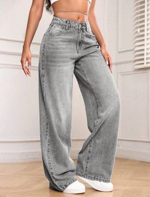 Grey wash Wide leg jeans_img_4