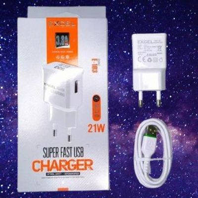 Excel E-103 QC 3.0, 21w Fast Charger With Cable - 6 Month Full Guarantee_img_0