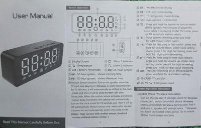 G50 Wireless Bluetooth Speaker With FM Mini Card Mirroralert Clock_img_1