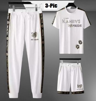 Premium Quality Stylist Printed Half Sleeve T-Shirt & Full pant,Half pant ( Set )for Men_img_0