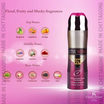 Chris Adams Active Woman Deodorant Body Spray 200ml_img_2