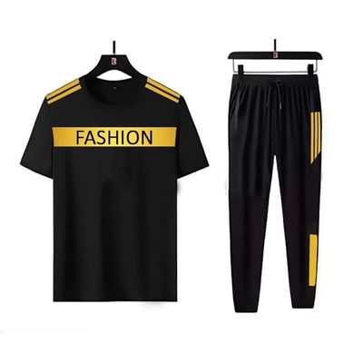 Sportswear Casual O-neck T-shirts + Pants Tracksuit Set_img_1