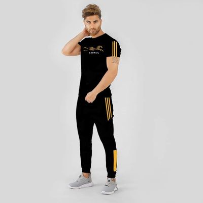 Sportswear Casual O-neck T-shirts + Pants Tracksuit Set_img_3