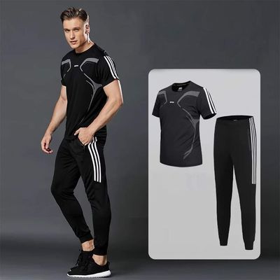 Sportswear Casual O-neck T-shirts + Pants Tracksuit Set_img_5