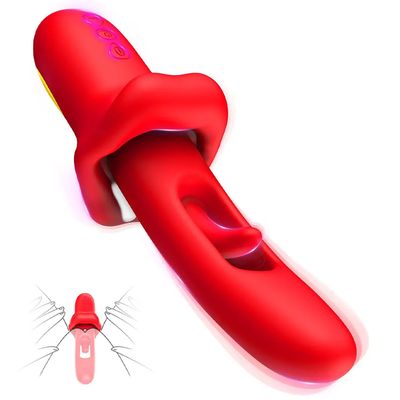 Tongue Rose Vibrator for Women Thrusting Dildo Clitoris Masturbation with Flapping Nipple Clitoral Rabbit Anal Adult Sex Toys_img_0
