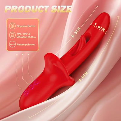 Tongue Rose Vibrator for Women Thrusting Dildo Clitoris Masturbation with Flapping Nipple Clitoral Rabbit Anal Adult Sex Toys_img_3