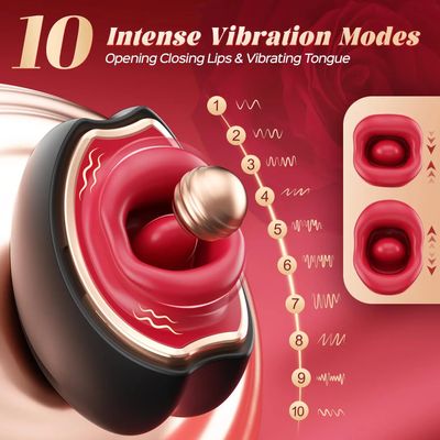 Mouth-Shaped Biting Vibrators for Women with 10 Tongue Licking Clitoral Nipple Stimulation Adult Sex Toys Females Masturbator_img_5