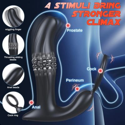 Bluetooth Control Men Prostate Massager with Cock Ring Wiggling Thrusting Penis Anal Vibrator Butt Plug Adult Sex Toys Gay 18_img_5