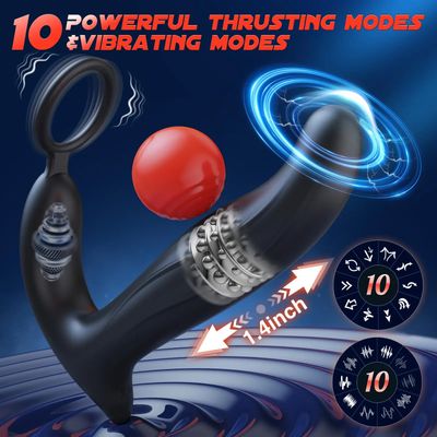 Bluetooth Control Men Prostate Massager with Cock Ring Wiggling Thrusting Penis Anal Vibrator Butt Plug Adult Sex Toys Gay 18_img_4