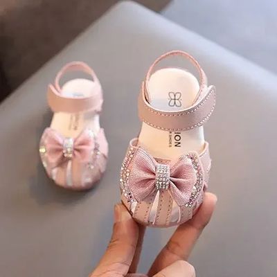 Kids Girls Reinstone Fabric Bow Knot Stylish Summer Sandals (6 months - 3 years)_img_1