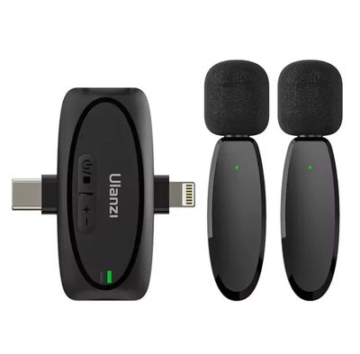 Ulanzi V6 3-in-1 Wireless Lavalier Microphone for iPhone, Android, Tablet & Camera .