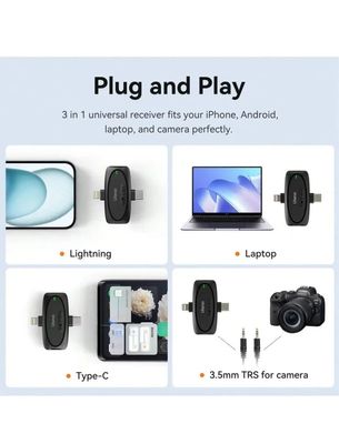 Ulanzi V6 3-in-1 Wireless Lavalier Microphone for iPhone, Android, Tablet & Camera ._img_2