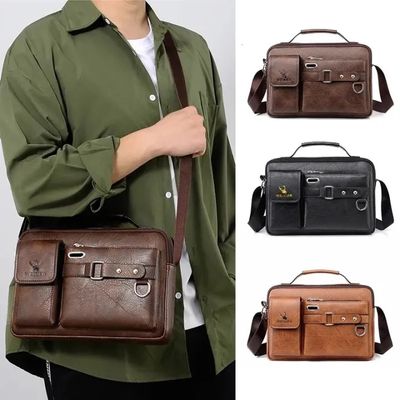Men's Leather Shoulder Bag – Fashionable Real Cowhide Messenger & Business Travel Backpack_img_0