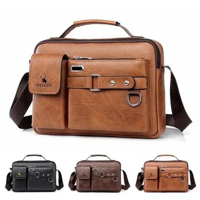Men's Leather Shoulder Bag – Fashionable Real Cowhide Messenger & Business Travel Backpack_img_1