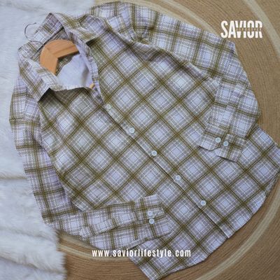 Olive Grid Check - Full Sleeve Pocket Less Check Shirt_img_0