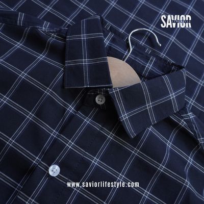 Dark Navy Check - Full Sleeve Pocket Less Check Shirt_img_0