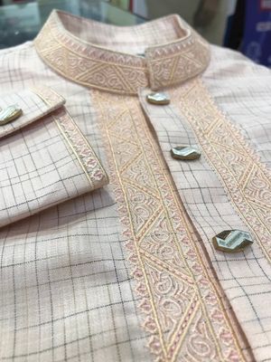 White Check Loop Button Panjabi_img_3