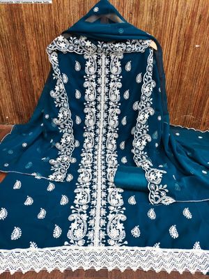 কলকা ডিজাইনের জামদানি এমব্রয়ডারিকাজ করা সম্পূর্ণ রেডি থ্রি-পিস কালেকশন_img_2