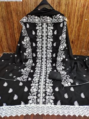 কলকা ডিজাইনের জামদানি এমব্রয়ডারিকাজ করা সম্পূর্ণ রেডি থ্রি-পিস কালেকশন_img_3
