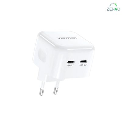 Vention FBPW0-EU 2-Port USB-C 35W GaN Charger – White_img_0