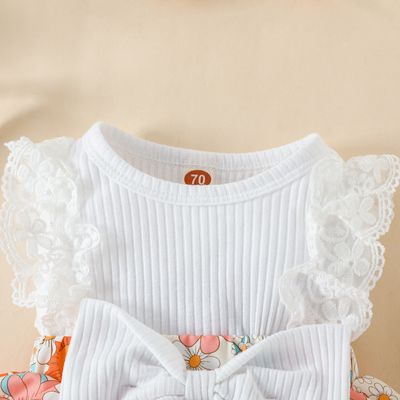 Baby Girl Sleeveless Lace Floral Romper Dress with Headband (0 to 12 months)_img_5