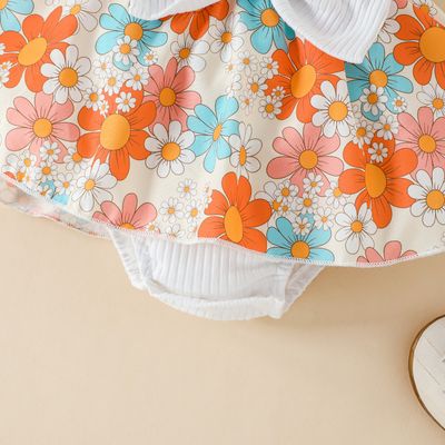 Baby Girl Sleeveless Lace Floral Romper Dress with Headband (0 to 12 months)_img_6