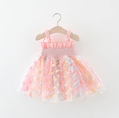 Baby Girl Butterfly Wings Fairy Sleeveless Pleated Lace Summer Dress (6 months to 3 years)_img_1