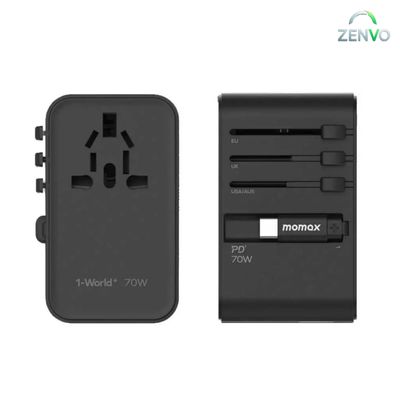Momax 1-World+ 70W GaN 3 Port + AC Travel Adapter with USB-C Cable_img_1