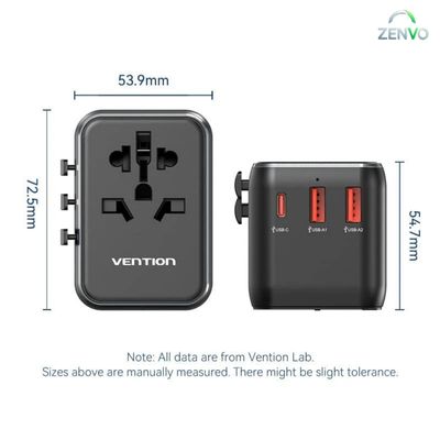 Vention 3-Port USB (C + A + A) 20W Universal Travel Adapter_img_1