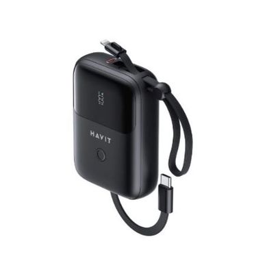 HAVIT PB5215 10000mAh Display Power Bank With Usb-C & Lightning Cable – Black_img_0