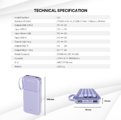 FANTECH S3 PowerBank 10000mAh Slim Mini Airline Approved Safe Reliable High-Speed Charge PowerPack Portable Power Bank_img_6
