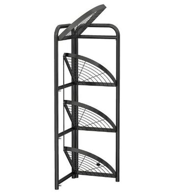 Black Carbon Steel 4-Tier Foldable Corner Shelf_img_0