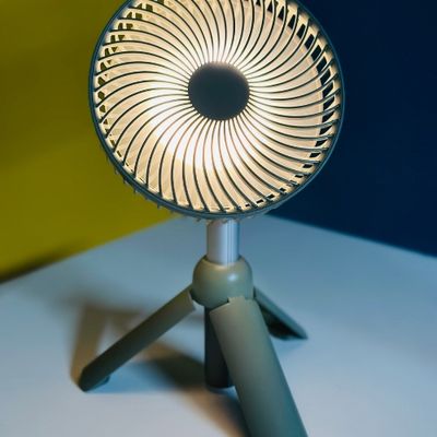 AZEADA PD-F27 Rechargeable Fan with Tripod Stand- White  & Green Color_img_1