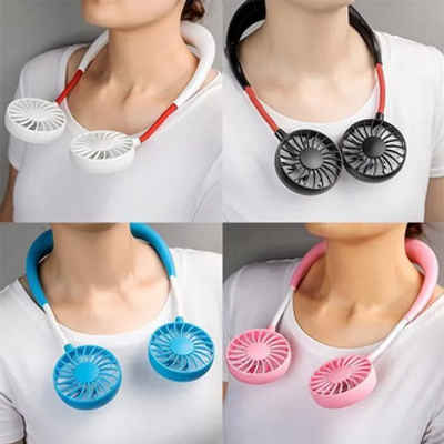 Neck Fan Portable 2000 mAh Rechargeable With USB (Neck Fan / Kitchen Fan / Sports Fan)_img_0