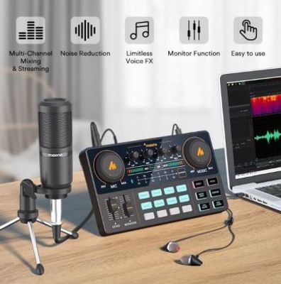 MAONOCASTER Lite Live Streaming Bundle: All-In-One Podcast Production Studio Comes With Digital Audio Interface+ Condenser Mic+ Headphone_img_0